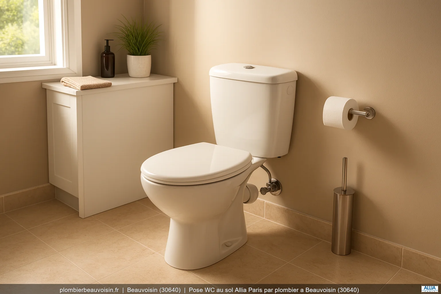 Pose WC au sol Allia Paris par plombier a Beauvoisin (30640)