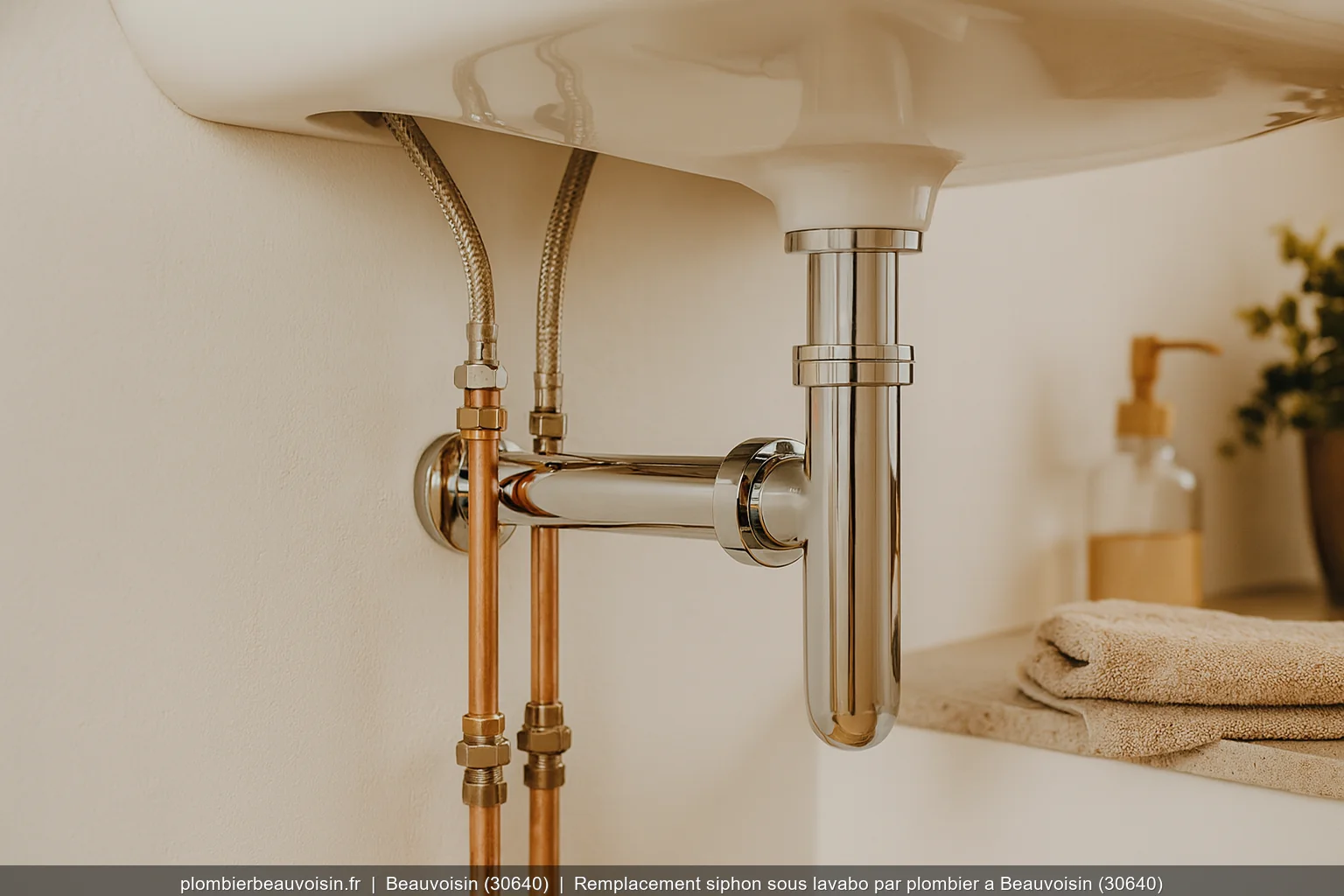 Remplacement siphon sous lavabo par plombier a Beauvoisin (30640)